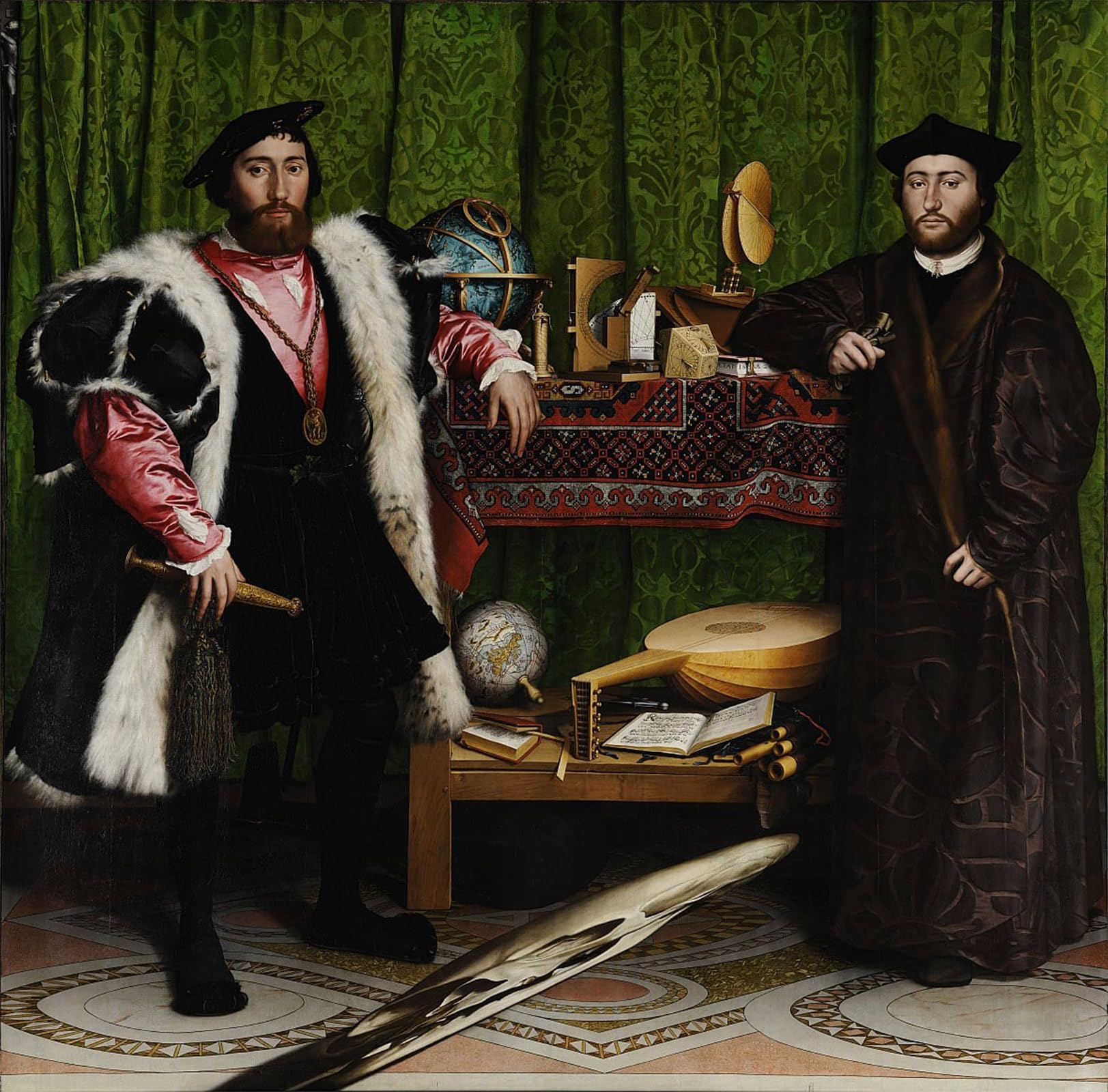 SERENDIPITP Vintage Picture Print on Canvas Wall Art Poster the Ambassadors by Hans Holbein Der Jüngere Artwork Print Poster for Wall Decor 60x90cm