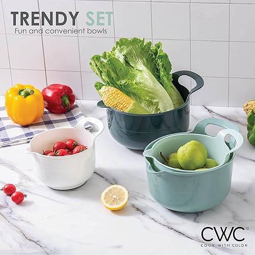 Vista 194 de COOK WITH COLOR Nesting - Juego de cuencos de plástico para mezclar con boquillas y asas, color rosa, 4 piezas antideslizantes