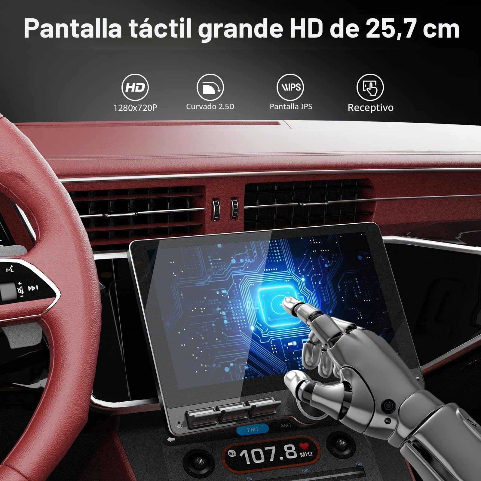 Haudio Dab Radio Coche 1 DIN con CarPlay Inalámbrico y Android Auto,Pantalla Táctil de 10.1 Pulgadas,soporta Manos Libres/FM|Am/Dab/AUX con 1080P Cámara de Respaldo