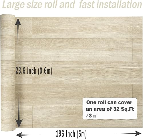 Miniatura 2 de Oxdigi Rollo de vinilo autoadhesivo para suelos de madera, calcomanías temporales impermeables para sala de estar, dormitorio, cocina, caravana,