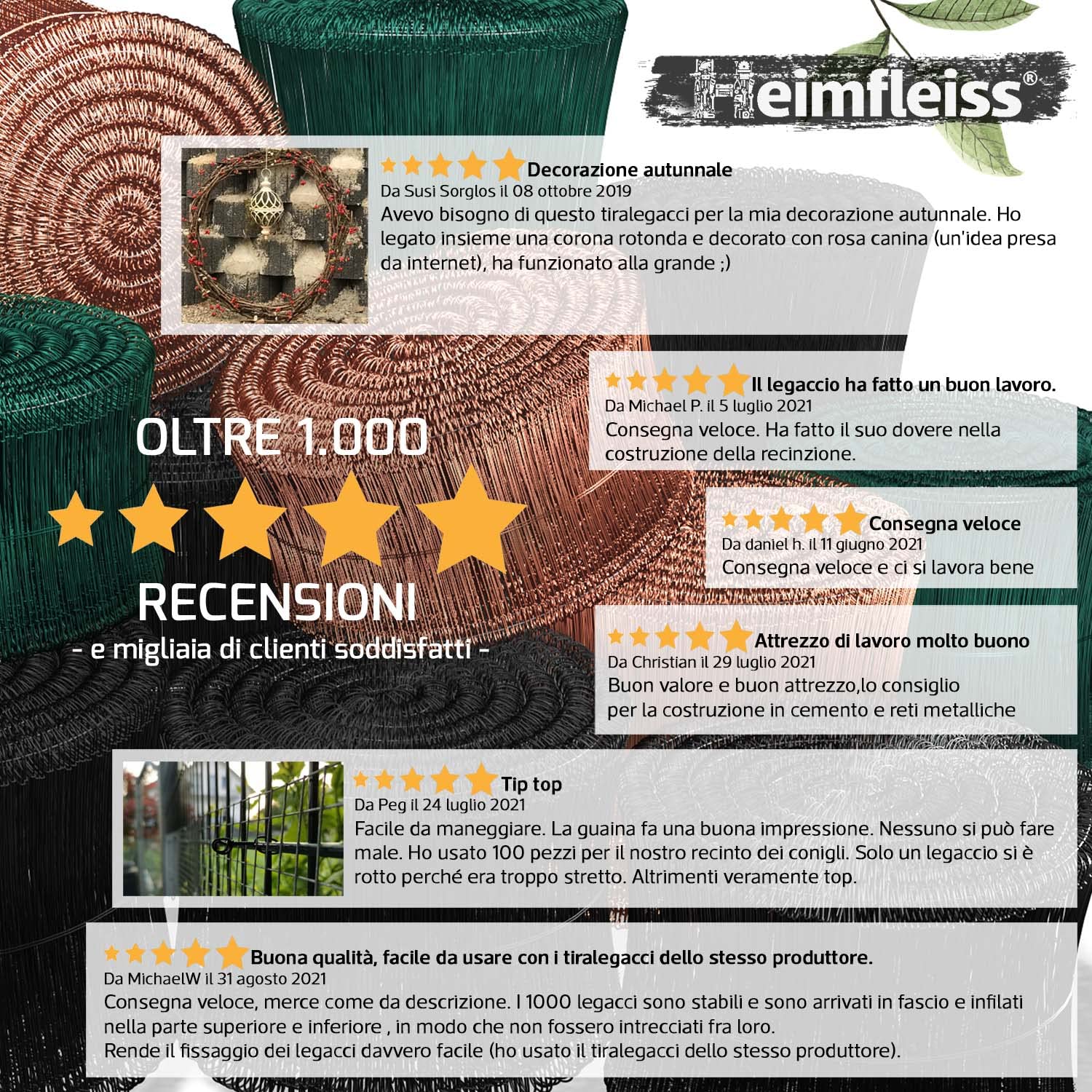 Heimfleiss® Attorcigliatore tiralegacci con ritorno automatico 310mm - Legatore per filo per armature con mandrino extra forte in acciaio al carbonio - strumento di legatura semiautomatico, tirafili