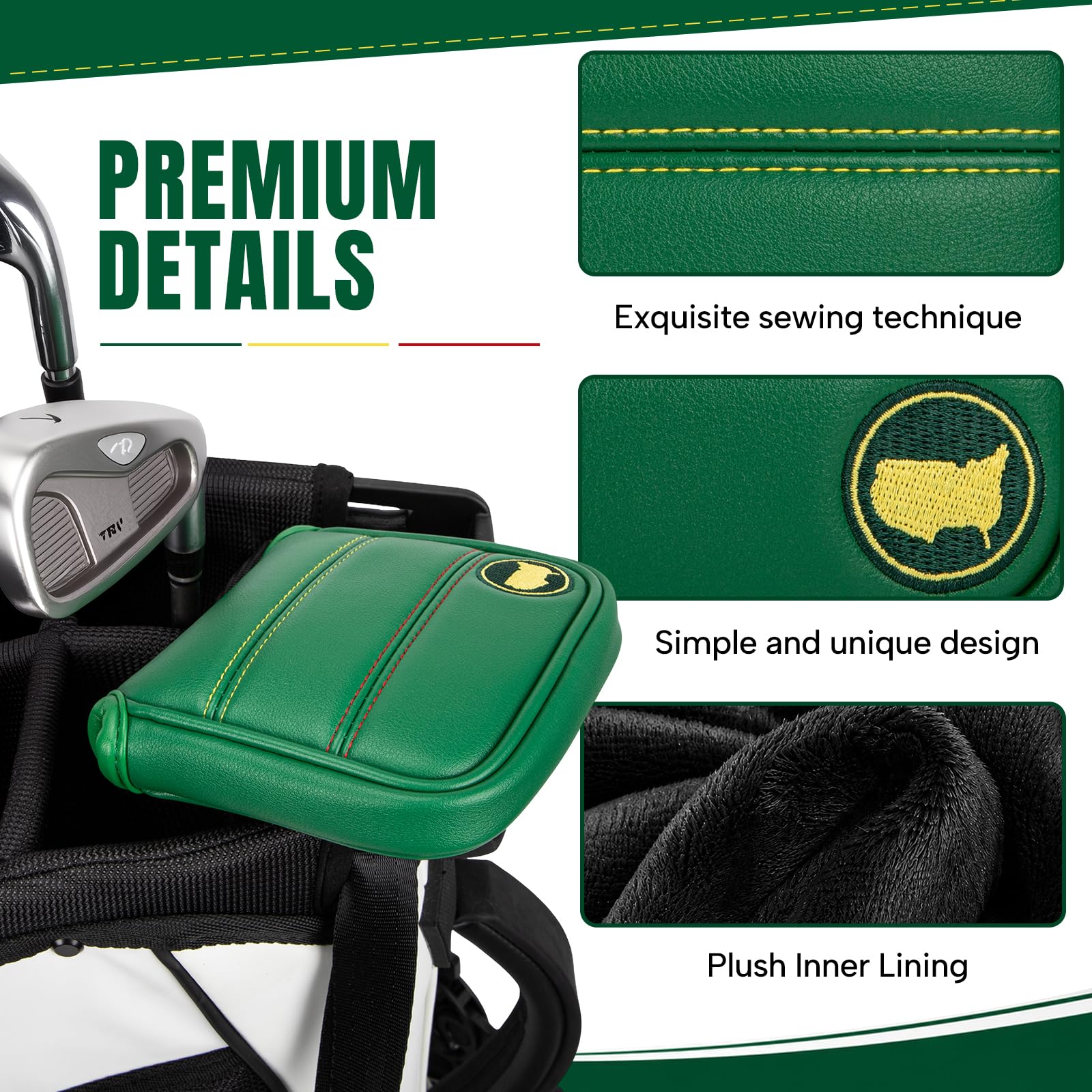 Montela Golf Cubiertas para putter de mazo, cubierta para cabeza de putter, cubiertas de palo de golf, fundas de piel para cabeza de putter, funda para cabeza de golf con imán para Scotty Cameron