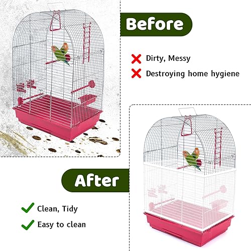 Adjustable Bird Cage Cover, 41-67‘’Bird Cage Seed Catcher Guard White Soft Airy Nylon Mesh Net Birdcage Cover Skirt Netting Seed Catcher Birdcage Accessories for Parrot Enclosures Cages