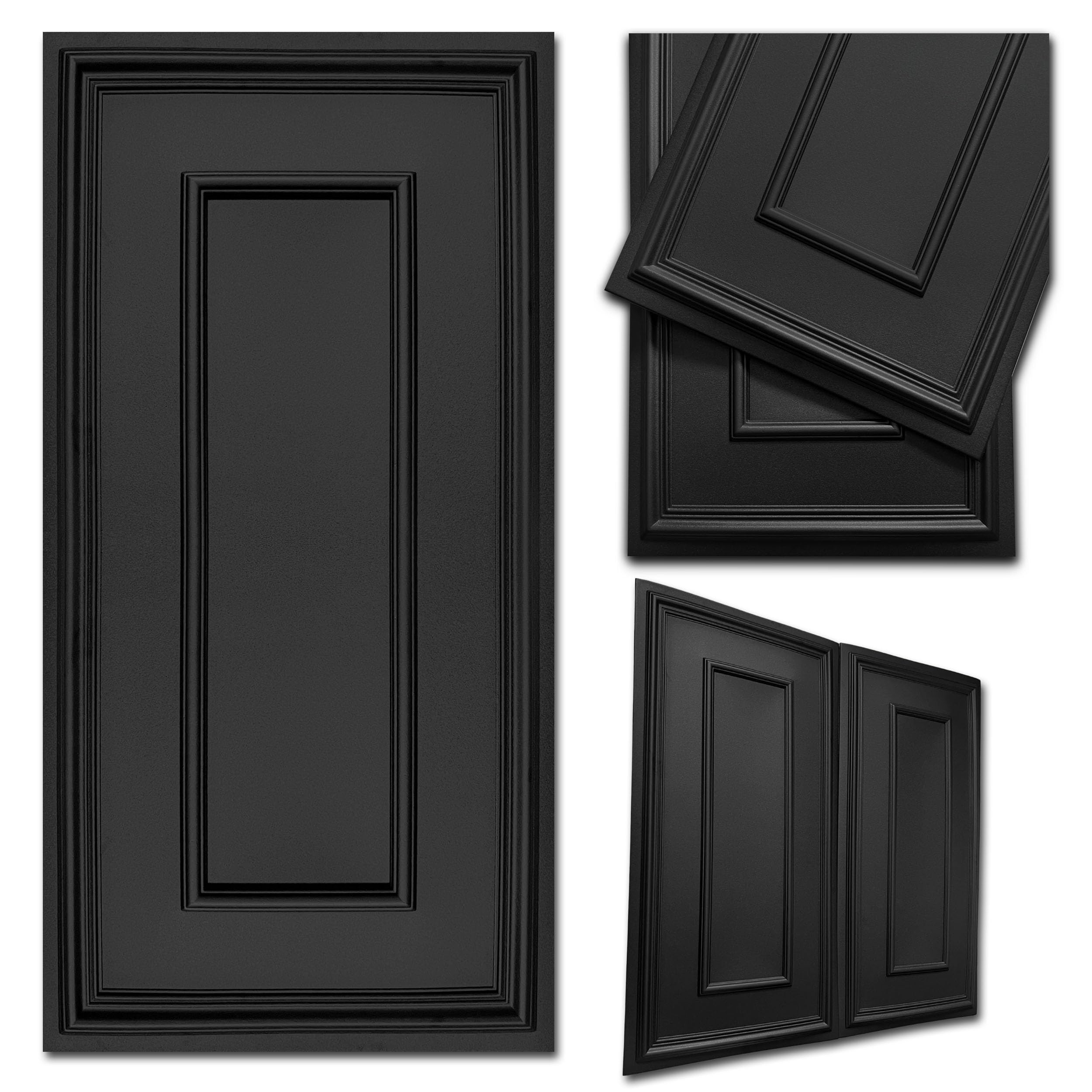 DECCART - Panele ścienne 100x50 cm - Panele ścienne - Panele - Okładziny ścienne wewnętrzne, okładziny sufitowe, Panel styropianowy, panele ścienne 3D - wzór Boazerie XL Black - 24 sztuki (12 m²)