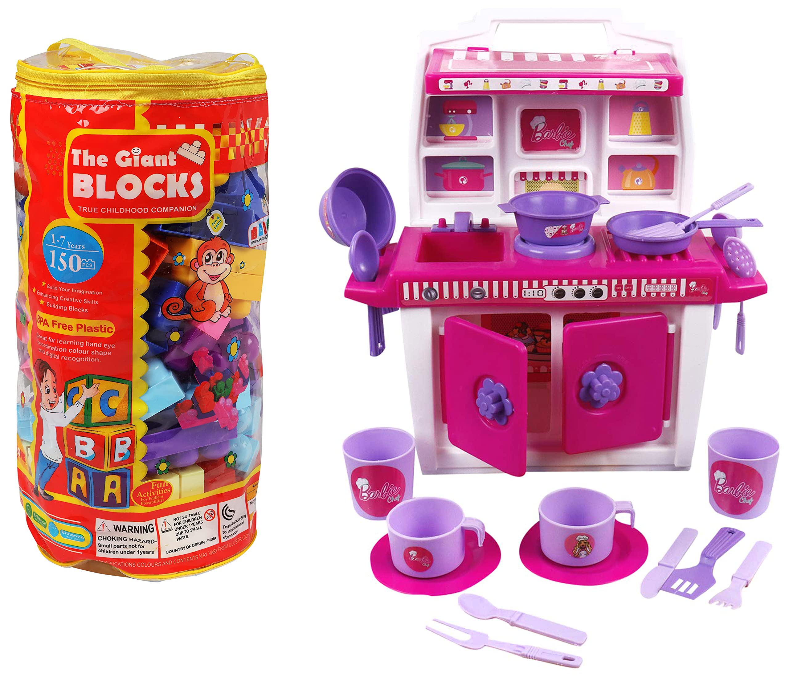 Toy Zone Building Blocks(60 Pcs)-80213 Barbie-My Little Kitchen-45052 | Multicolor