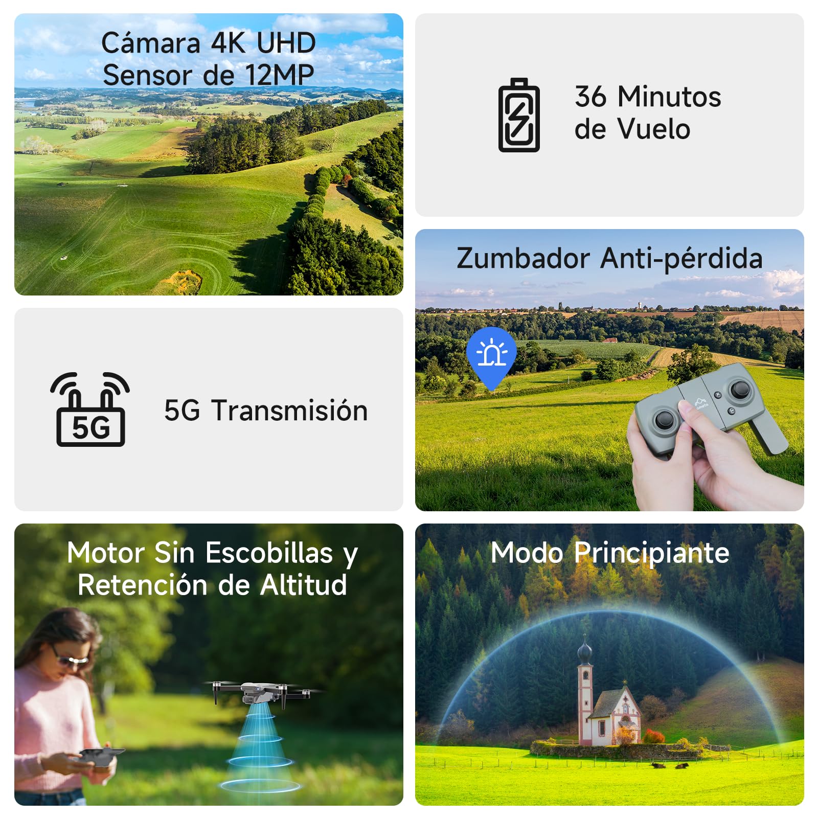 Ameta Drones con Camara 4K para Adultos, S20 Lite Dron para Niños Motor Brushless, Mini Drone FPV con 36min de Vuelo/Altitud Retención/Vuelo Círculo, Juguetes Regalo para Niños, Menos de 249g