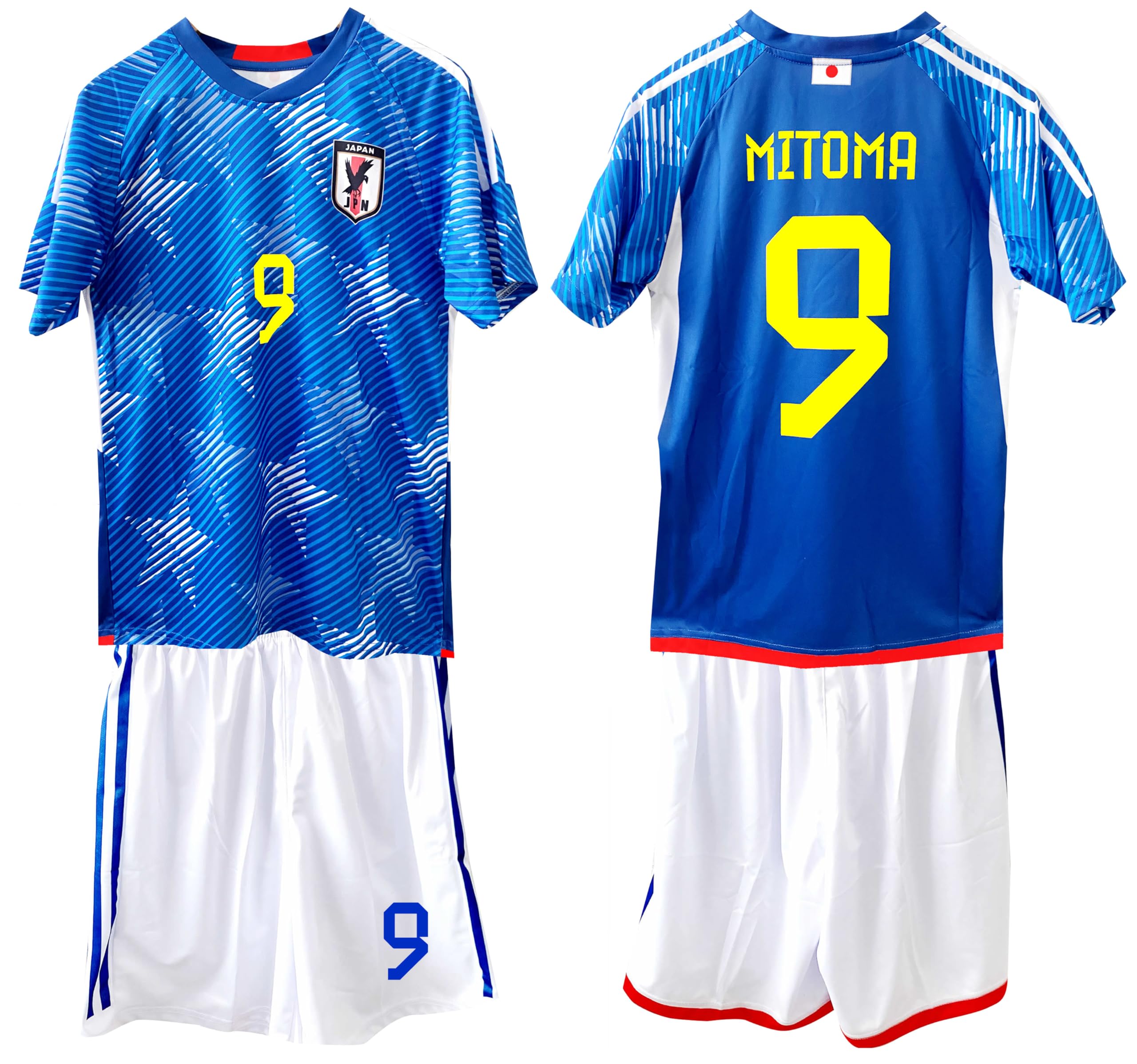 日本代表ホーム風(オリジナル柄 2種類) 2022年 モデル サッカーユニフォーム 三苫仕様 MITOMA 9番 シャツ・パンツセッ 1セットから販売  ブライトンホーム 2023-2024年 モデル 23/24 サッカーユニフォーム 三苫仕様 MITOMA 22番 シャツ・パンツセット  2023年モデル ..., image size:2560x2397