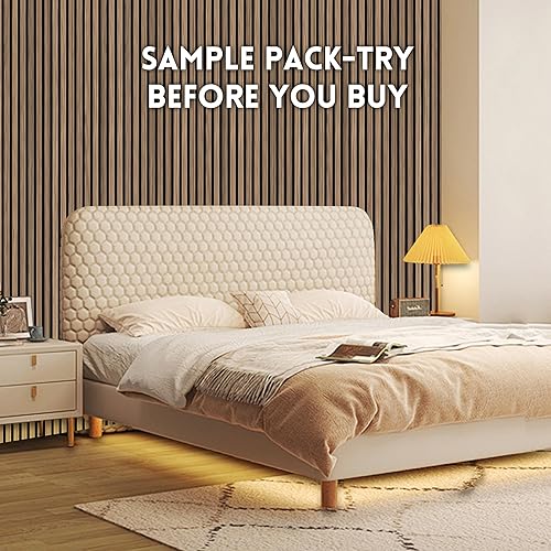 Vista 33 de RITOLLO Paquete de 4 paneles de madera para pared, paneles acústicos de listones de madera de 47.2 x 23.6 pulgadas para pared, paneles Roble natural