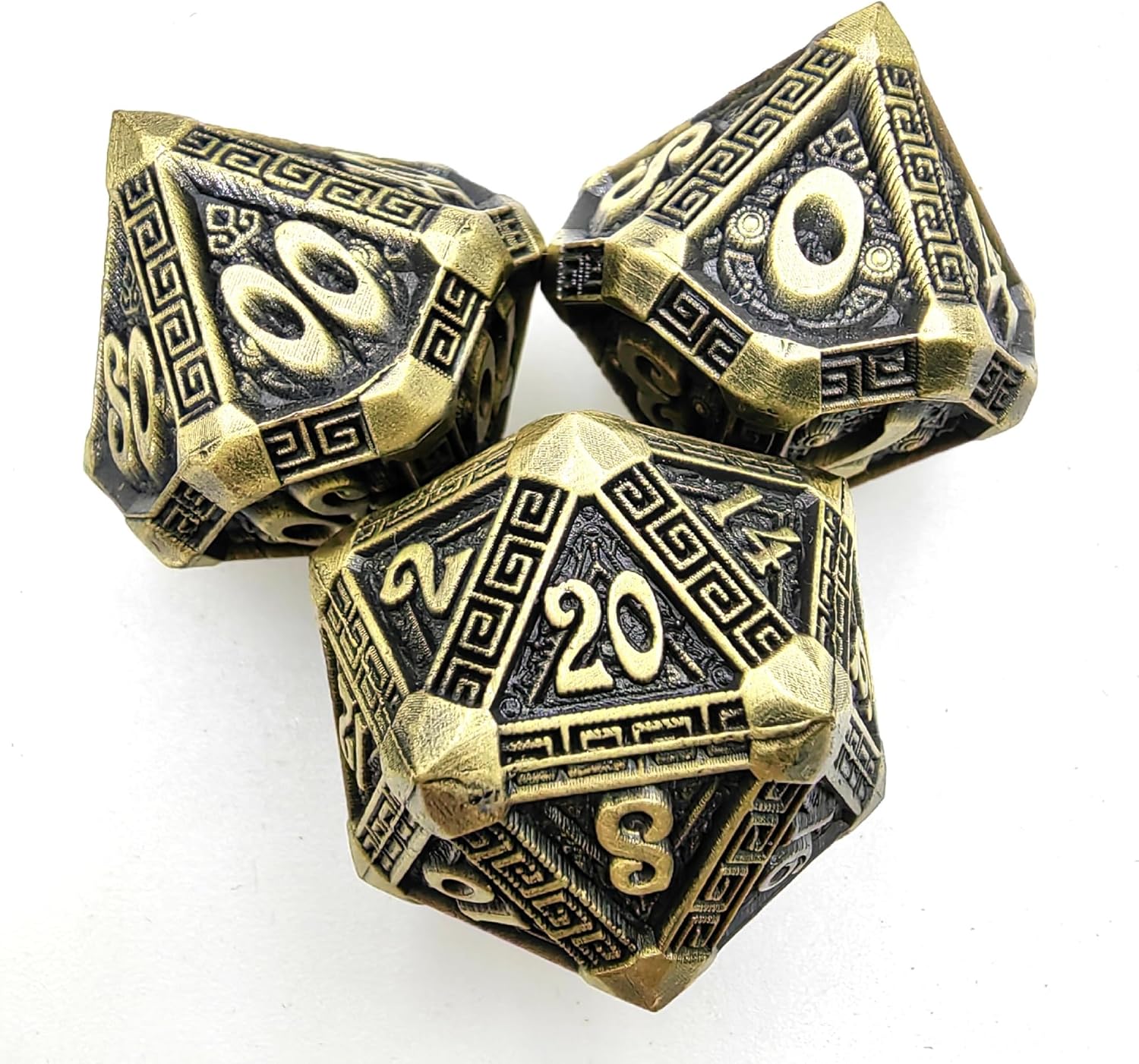 DND Dice Set Ancient Civilization​ Metal D&D Dice Set with Metal Box Polyhedral Dice for Dungeons and Dragons TTRPG Gifts (Maya, Brass)