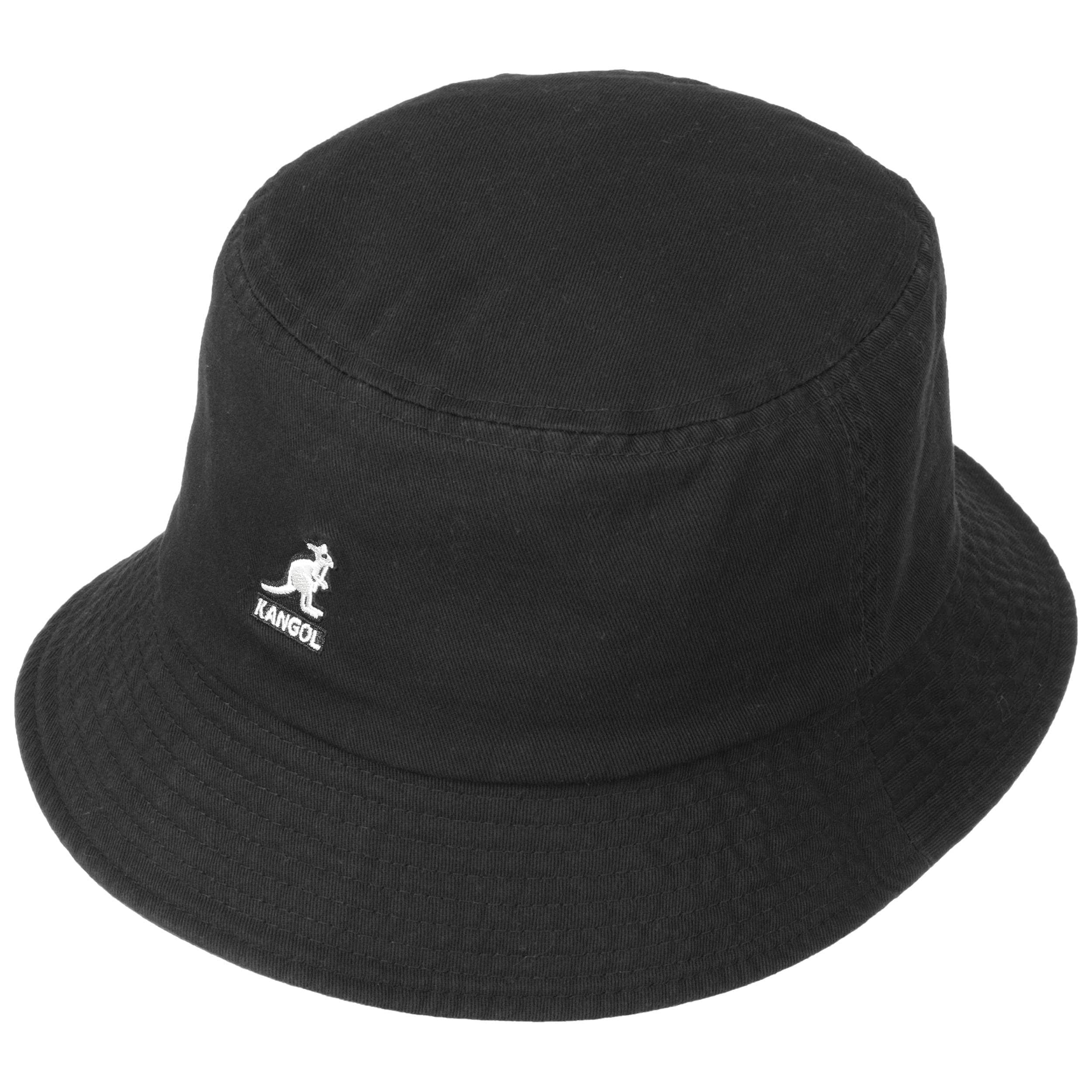 Kangol Chapeau Washed Bucket Hat Femme/Homme - de Plage D'Ete Peche Printemps-ete Ete - L (58-59 cm) Noir