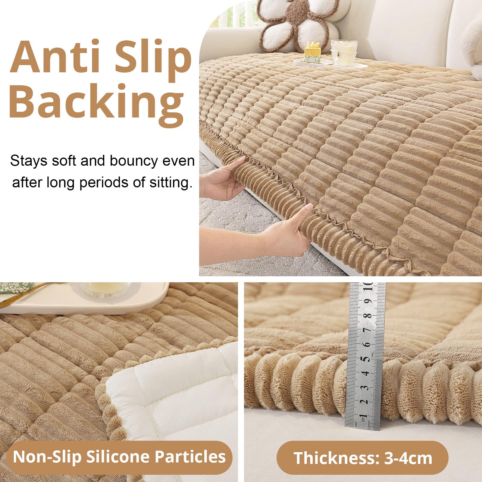 Dicke Sofa überzug Waschbar - 2026 Upgrade-Version Couch überzug 2 3 4 Sitzer, Anti-Rutsch Sofabezug, Gemütlich Sofa Cover Sofa bezug Sofaüberwürfe Möbelschoner für Wohnzimmer (70x150cm)