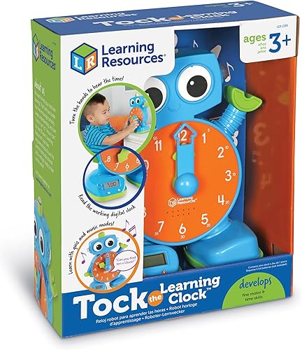 Miniatura 15 de Learning Resources Tock The Learning Clock rosa, 1 pieza, a partir de 3 años, reloj parlante educativo
