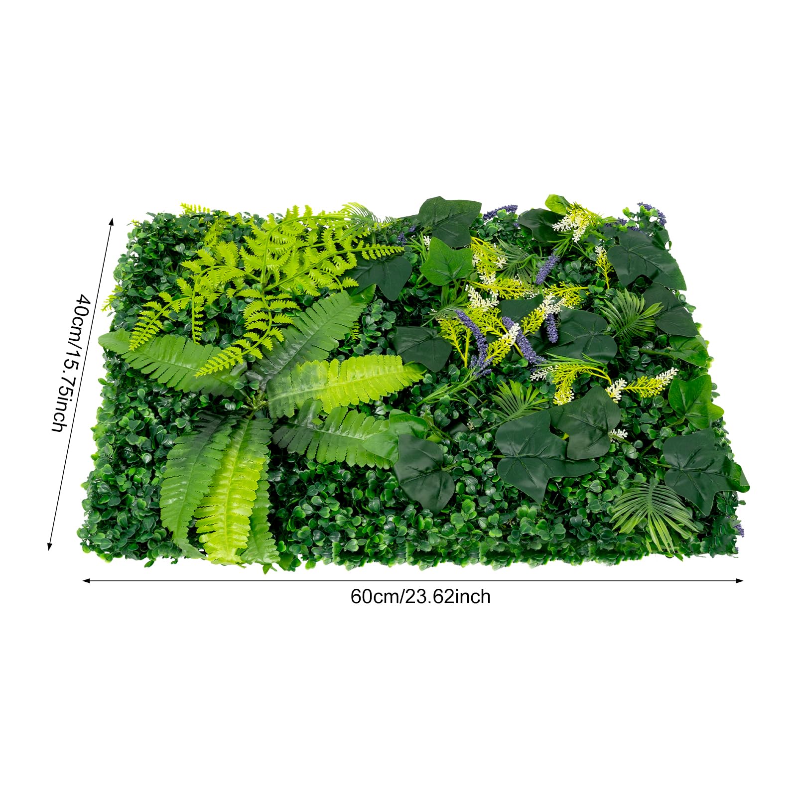 6 Stück Pflanzenwand Outdoor 40x60cm Kunstpflanzen Wand 2,1 kg | Lebensechte 3D-Blätter, Keine Montage, Kunststoff Wandbefestigung Künstliche Pflanzenwand, Für Zuhause & Gartendekoration