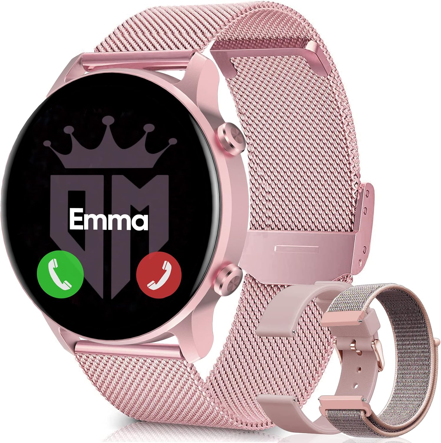 Smartwatch Dames Ronde Roze Telefoon Dames Smartwatch met Whatsapp
