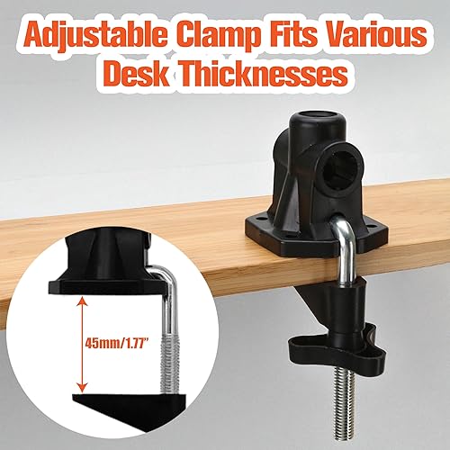 Miniatura 4 de Soporte de lámpara de escritorio de metal para montaje de abrazadera de luz, base resistente ajustable para brazo de micrófono, soporte de mesa