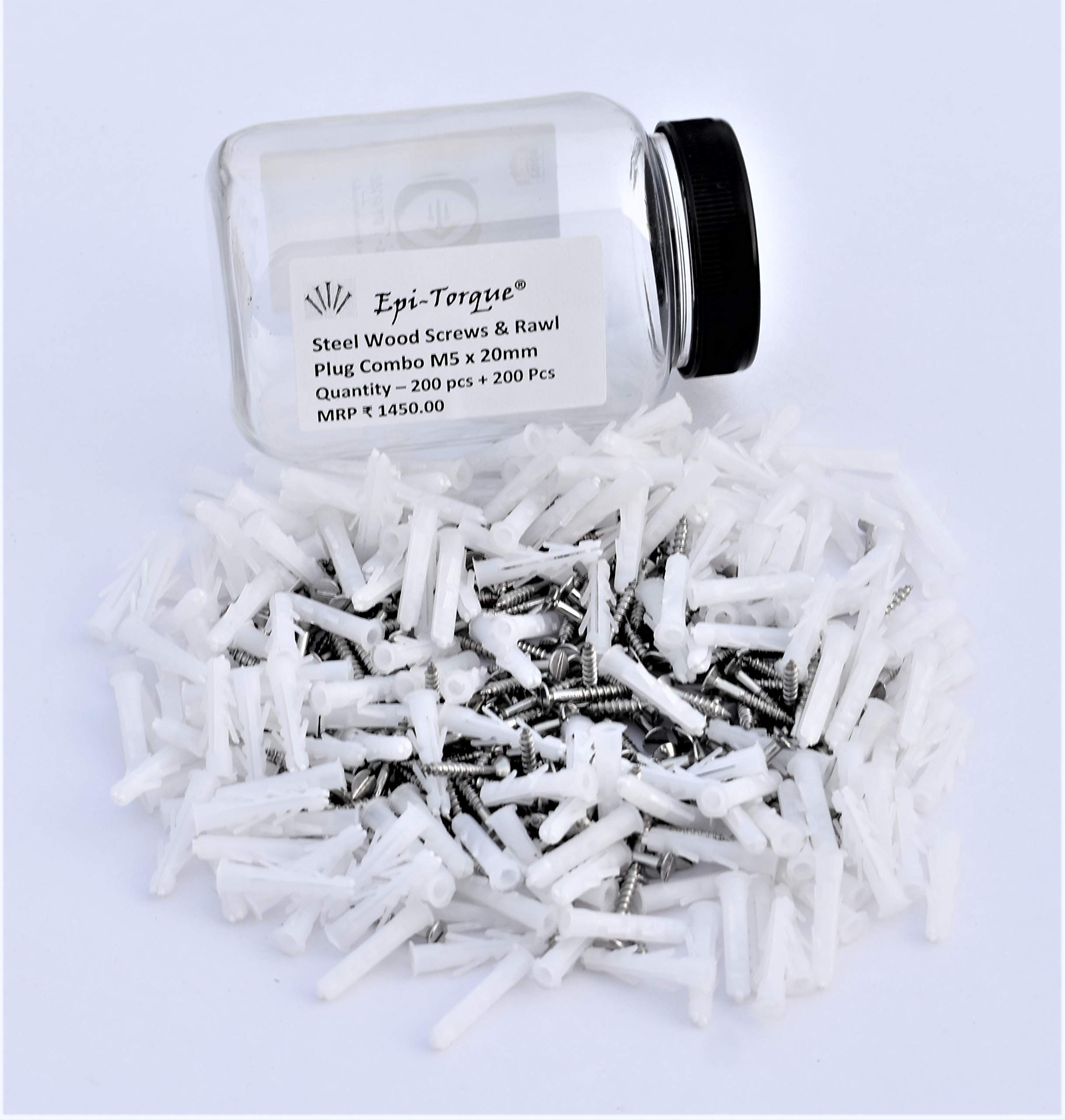 Stainless Steel Counter Sunk Slotted Minus Head Wood Screws With Matching Rawl Plugs Size: M5 X 20mm Pack Of 400 Pcs-picture-16