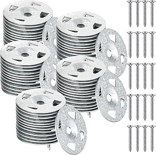 Fastener Kit Board Hardware Set, Includes 1-1/4 Inch Galvanized Steel Washers and Stainless Steel Screws for Fixing Fastening Installation (400 Pcs)