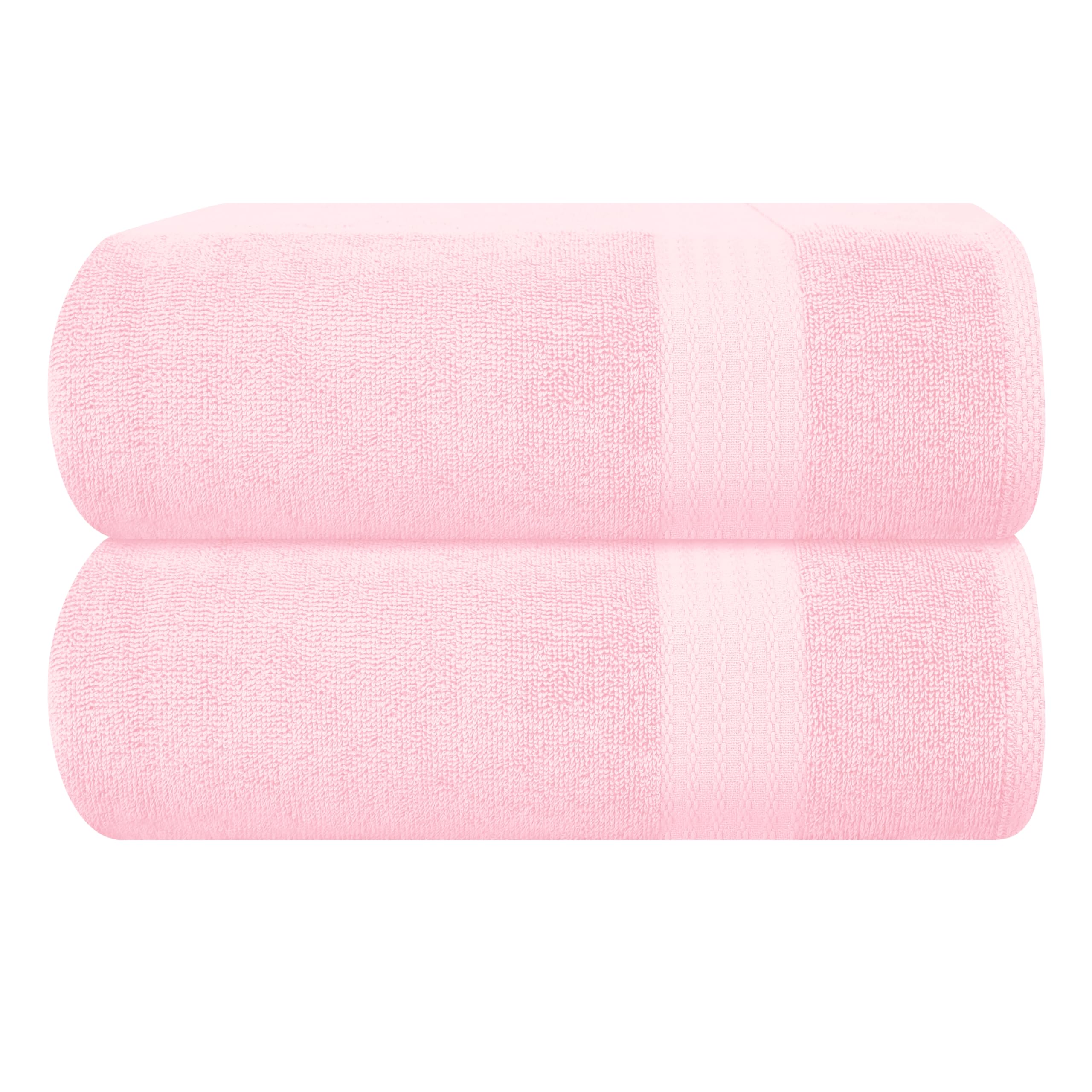 GLAMBURG Premium Cotton Oversized 2 Pack Bath Sheet 35x70-100% Pure Cotton - Ideal for Everyday use - Ultra Soft &amp; Highly Absorbent - Machine Washable - Pink