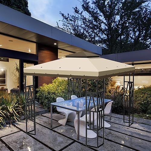 Miniatura 8 de Homegroove Cubierta superior de repuesto para kiosco de 10 x 10 pies, cubierta de techo de doble nivel para barbacoa al aire libre, patio, jardín y