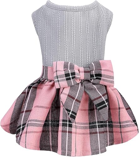 Miniatura 75 de PUPTECK Vestido de Navidad para perro, disfraz de cachorro, ropa para perros pequeños con falda de lazo, pijama Rojo (Navidad)