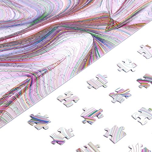 Miniatura 5 de Bgraamiens Rompecabezas de 1000 piezas de líneas trenzadas, rompecabezas de desafío de color rectangular para adultos y niños (líneas retorcidas)