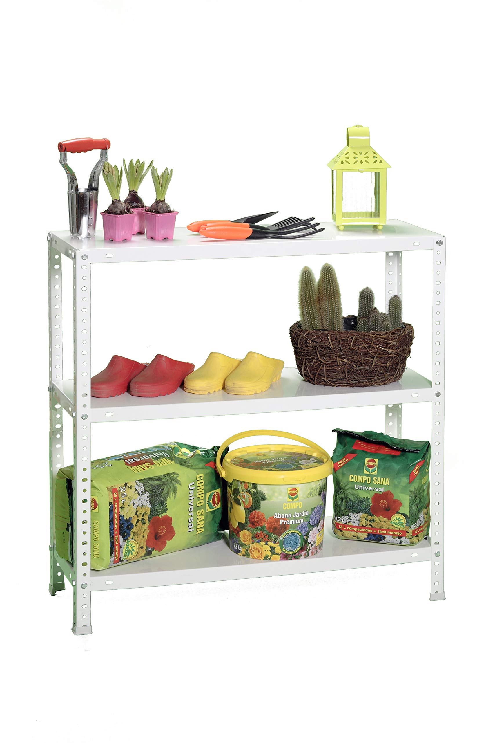 Simon Rack Estanteria Metalica 900x900x300 mm, 3 Alturas, Bandeja Metal, 75 kg de Punto Flexión, Estanteria Almacenaje, Blanca - Advantage