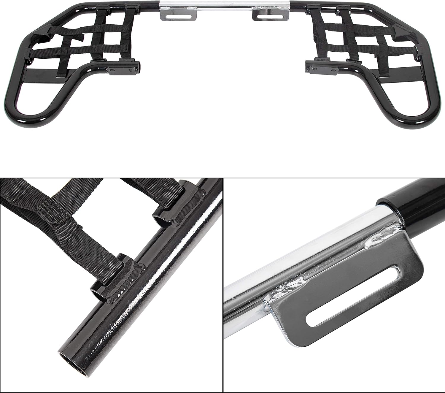 ECOTRIC Nerf Bars w/Nets Guards Rack Compatible with 2001-2024 Honda TRX 250EX 250X Sportrax 250 Aluminium+Steel+PP Black+Silvery