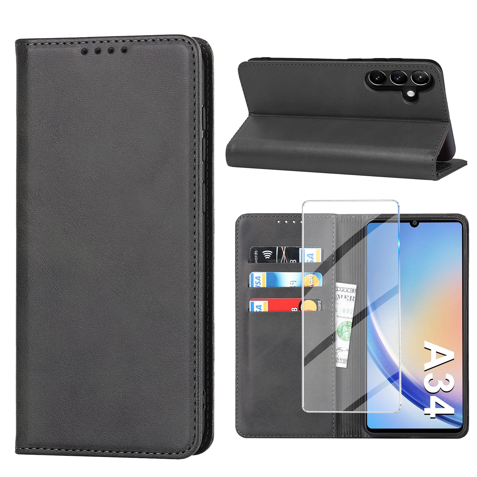 Vaki Handyhülle für Samsung Galaxy A12/A13/A14/A15/A16/A17/A33/A34/A35/A36/A37 Hülle mit Schutzfolie