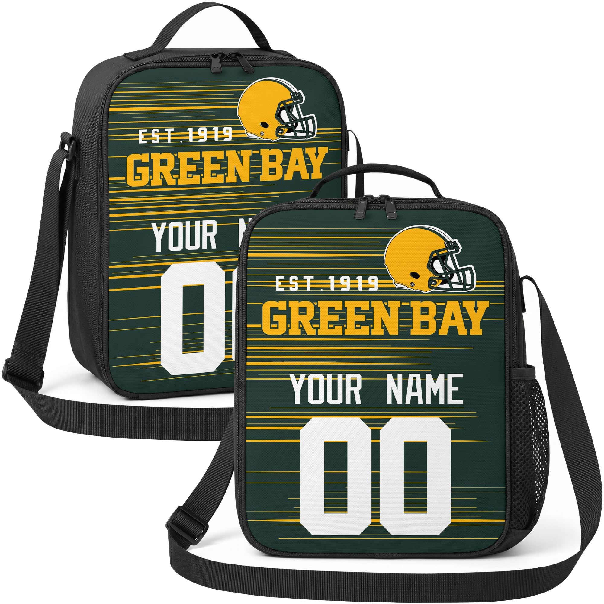 Green Bay Lunch Bag Custom Name and Number Personalized Gifts