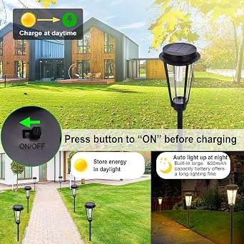 Solar Pathway Lights, 4 Pack | Waterproof, Brighten and Decorate Garden Path, For Yard, Patio, Landscape, and Walkway, Creates Captivating Landscapes