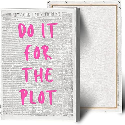 Arte de pared de periódico con letras rosadas, divertido póster retro inspirador de afirmación, póster retro Do It For The Parcel, pintura para sala