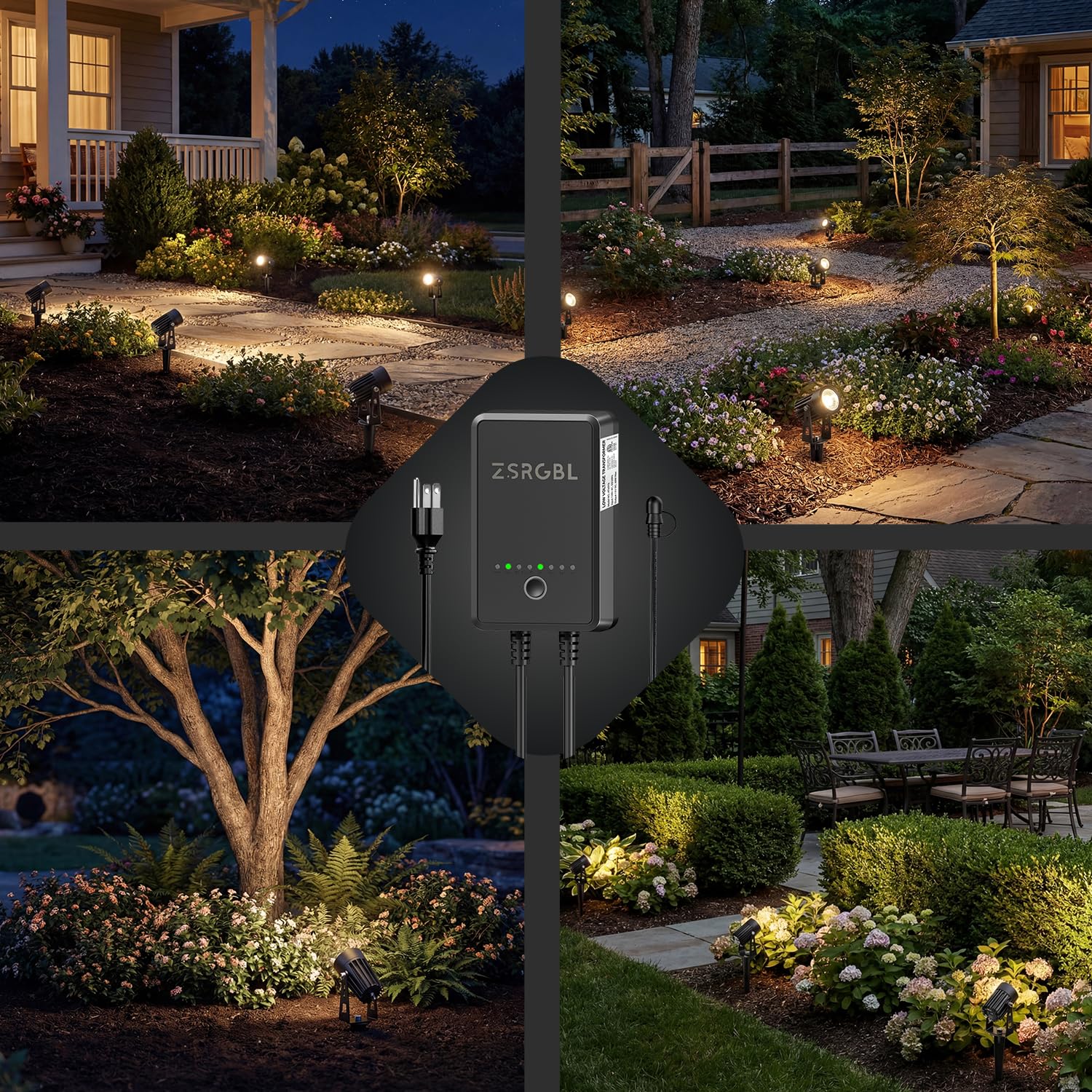 All-in-One Low Voltage LED Landscape Lighting Kit, 12-Pack 3000K Waterproof Landscape Lights with 60W Transformer 100FT Wire and Connectors, Outdoor LED Spot Lights for Garden Yard Pathway
