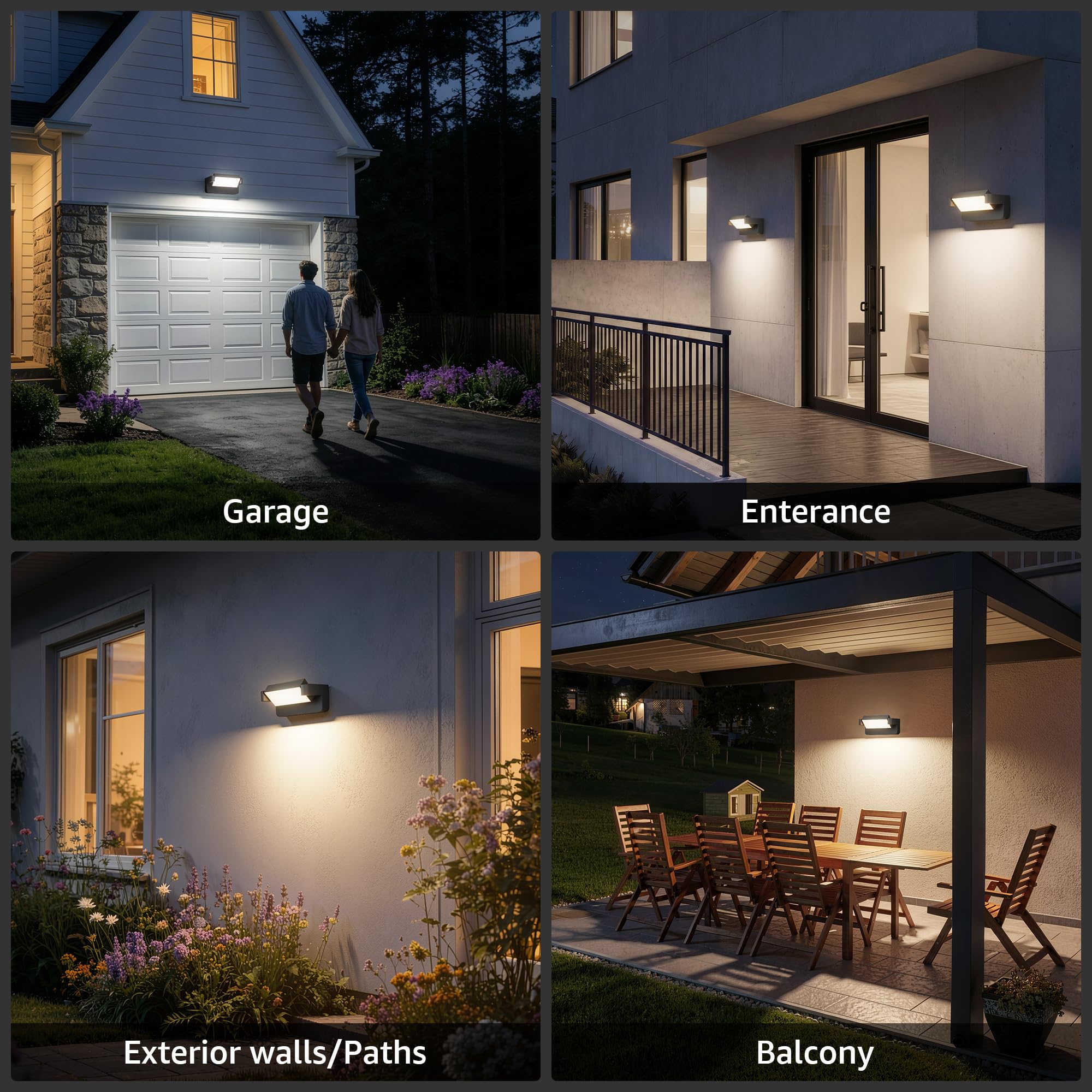2 Stück 24W LED Wandleuchte Aussen/Innen Anthrazit