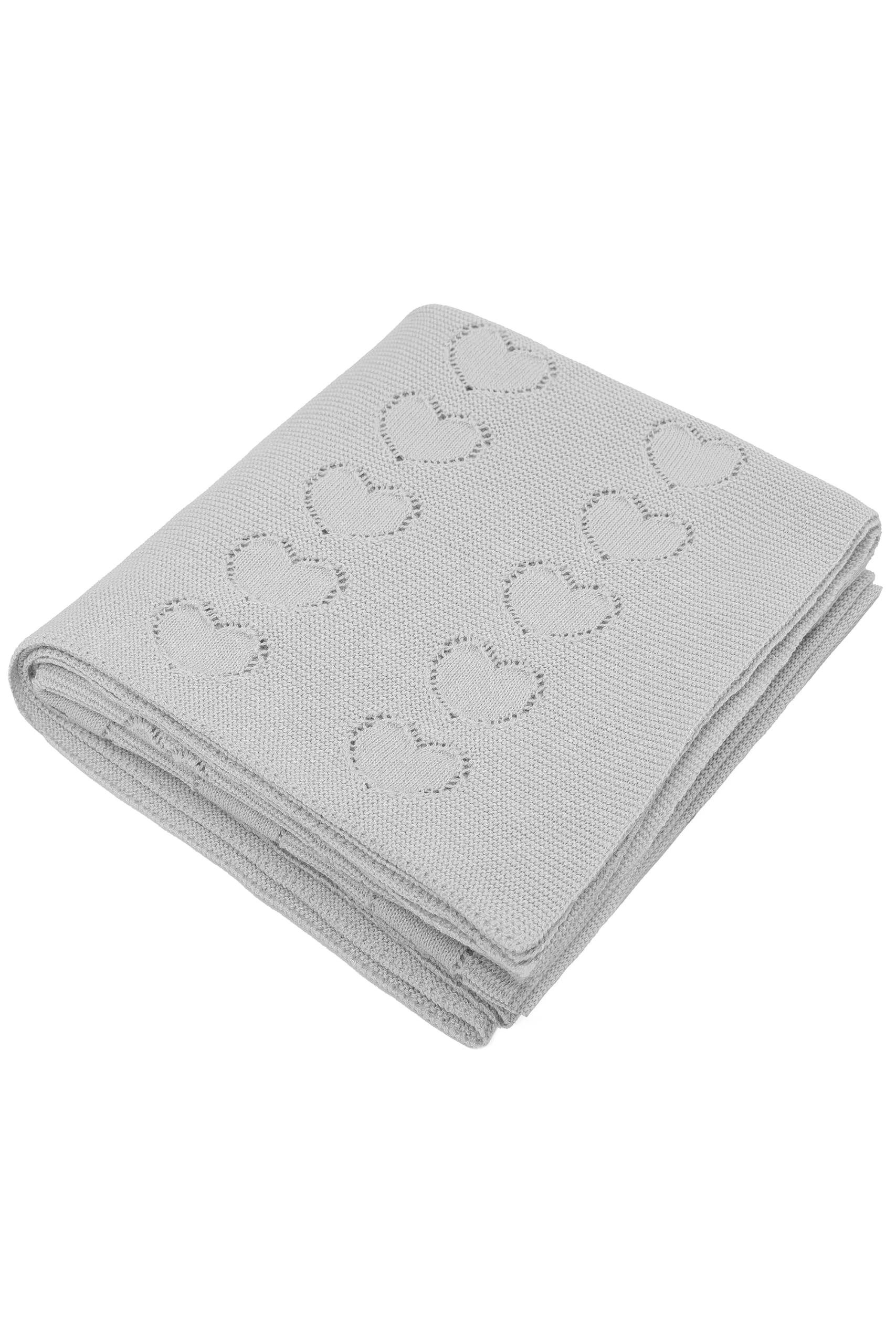 Lilax Swaddling Blanket for Baby Girl, 100% Luxury Cotton Knit Heart Baby Girl Blanket, Receiving Blanket for Newborns Infants & Toddlers 33.5''x31.5'', Grey