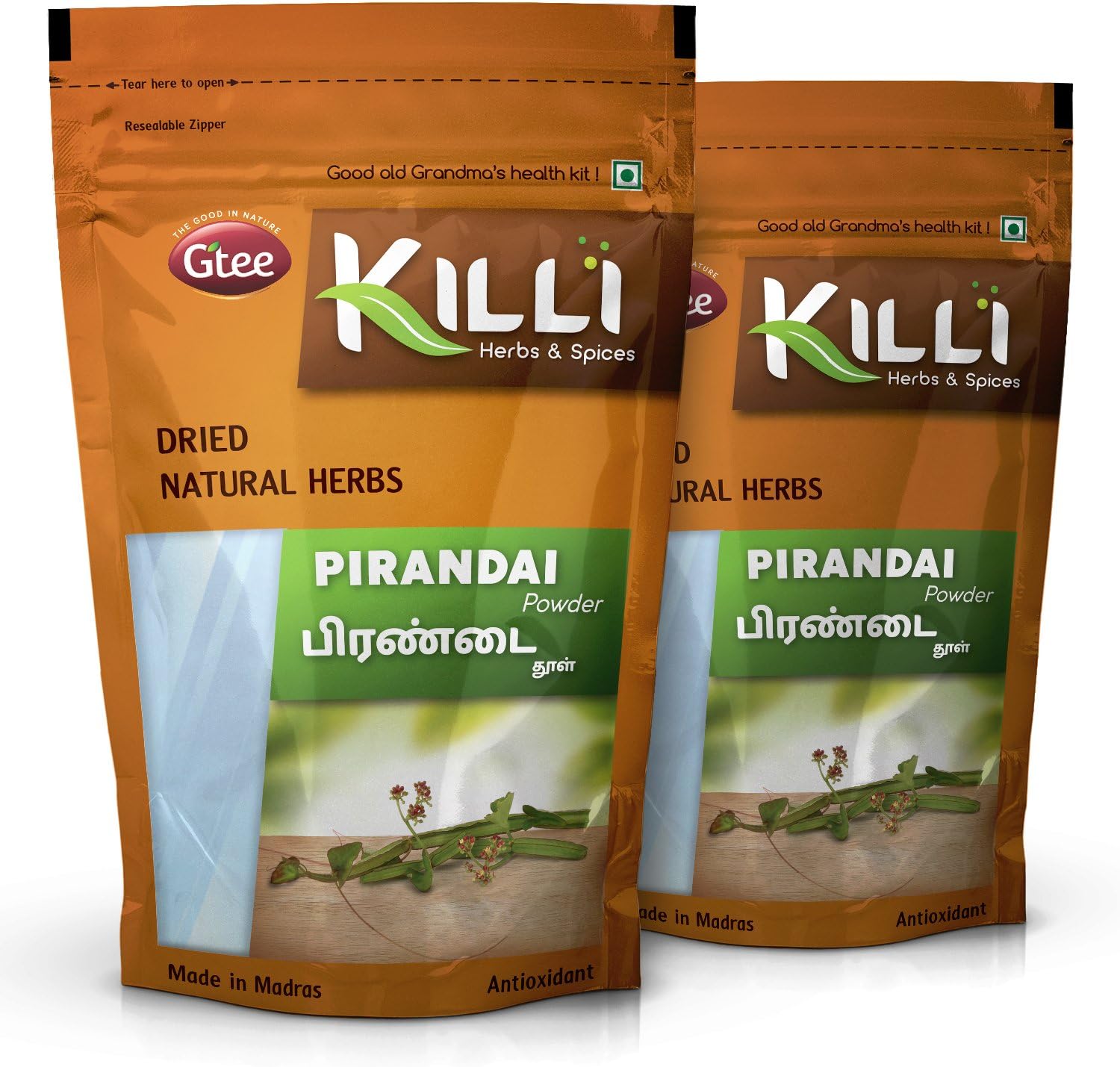 KILLI Veld Grape | Pirandai | Hadjod | Changalamparanda | Nalleru | Mangarahalli Powder, 100g (Pack of 2)