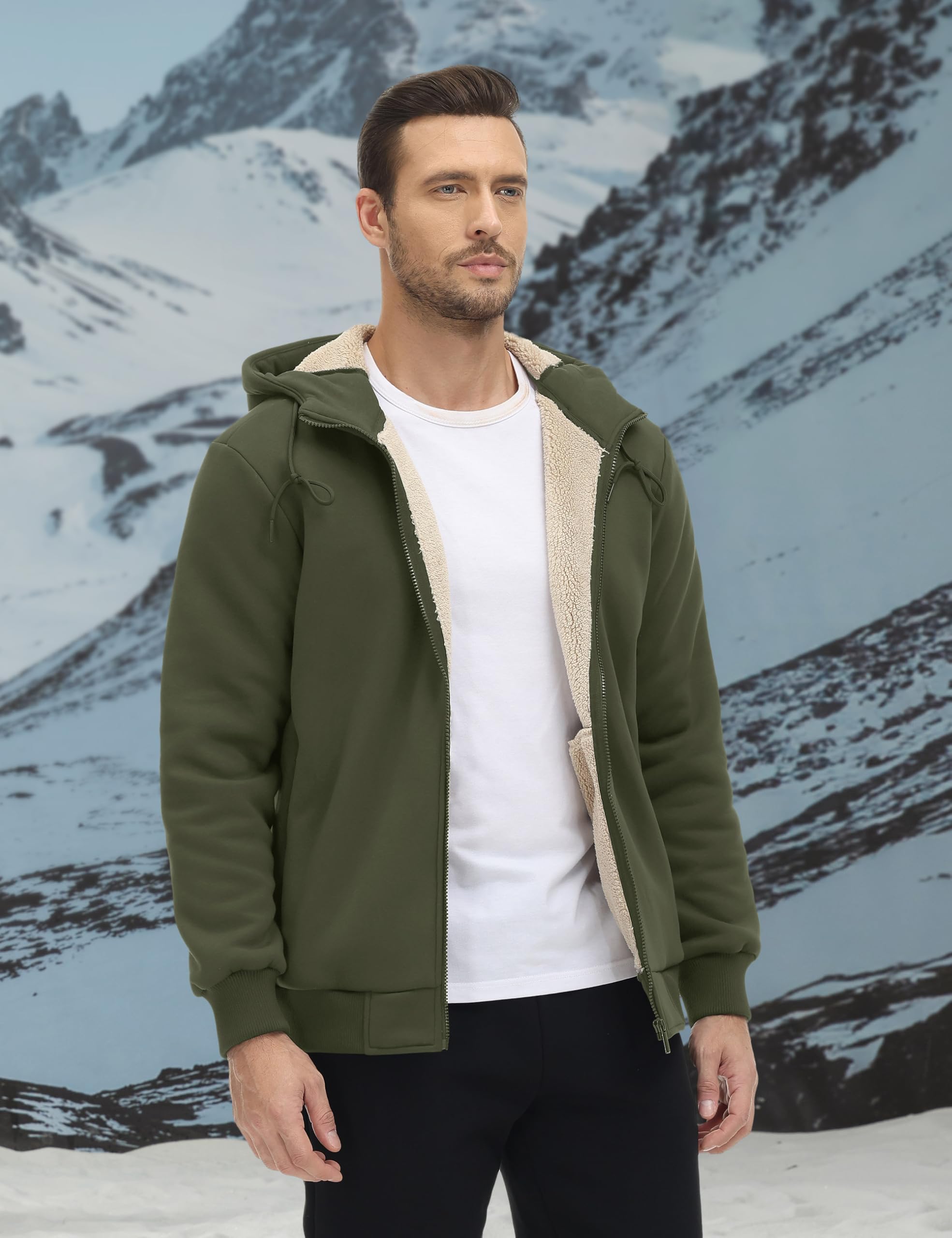 TACVASEN Herren Gefüttert Kapuzenpullover Hoodie Sweatjacke Fleecejacke Langarm Jacke