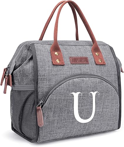 Miniatura 100 de Lonchera personalizada para mujer, bolsa de almuerzo reutilizable con iniciales, aislada, lonchera para adultos de apertura amplia, enfriadora de