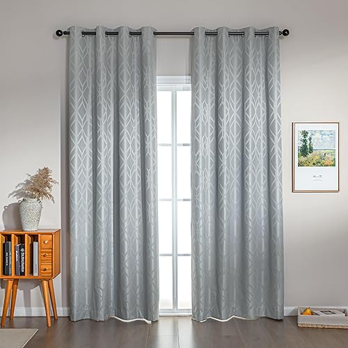Miniatura 8 de Amazon Basics Cortinas Jacquard 100% opacas de 2 piezas, cortinas para sala de estar y dormitorio, tratamiento de ventana con aislamiento térmico,
