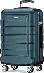 SHOWKOO Full PC Hardshell Luggage Sets Durable Expandable Hardside Suitcase with Double Spinner Wheels TSA Lock, 20-Inch, ArmyGreen