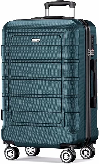 SHOWKOO Suitcase Large 28-Inch Expandable PC+ABS Hard Shell Travel Luggage Lightweight Durable High Capacity with Double Spinner Wheels TSA Lock, 28" Army Green