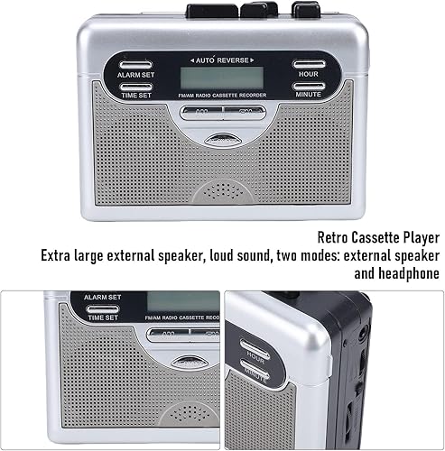 Miniatura 3 de Bewinner Cassette Player AM FM Radio, Retro Cassette Tape Player Recorder with Digital Clock Timer, Built in Speaker & 3.5mm Microphone Earphone