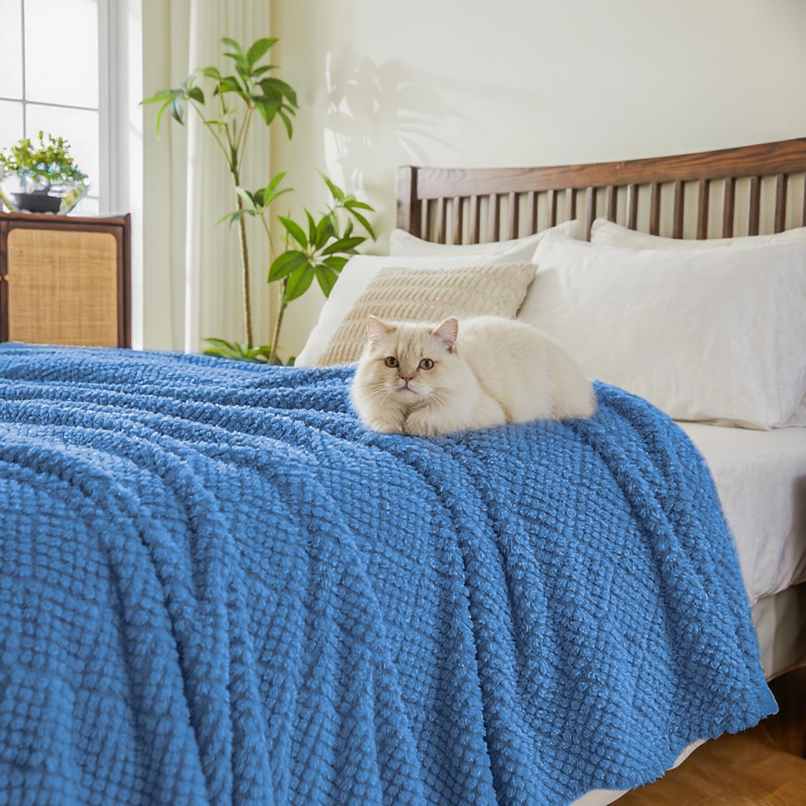 EMME Fleece Throw Blanket for Sofa 150 x 200cm, Single Flannel Blanket, Soft, Fluffy, Warm Cozy Versatile Throw for Bed Couch - Image 2