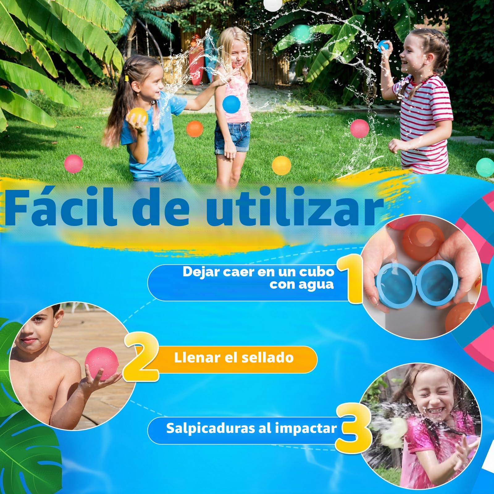 Globos de Agua Reutilizables, Globos de Agua Llenado Rapido y Autosellantes, Globo Agua Reutilizables Silicona para Niños y Adultos, Aptos Para Fiestas,Piscina,Playa,Juegos Familiares (Paquete de 12)