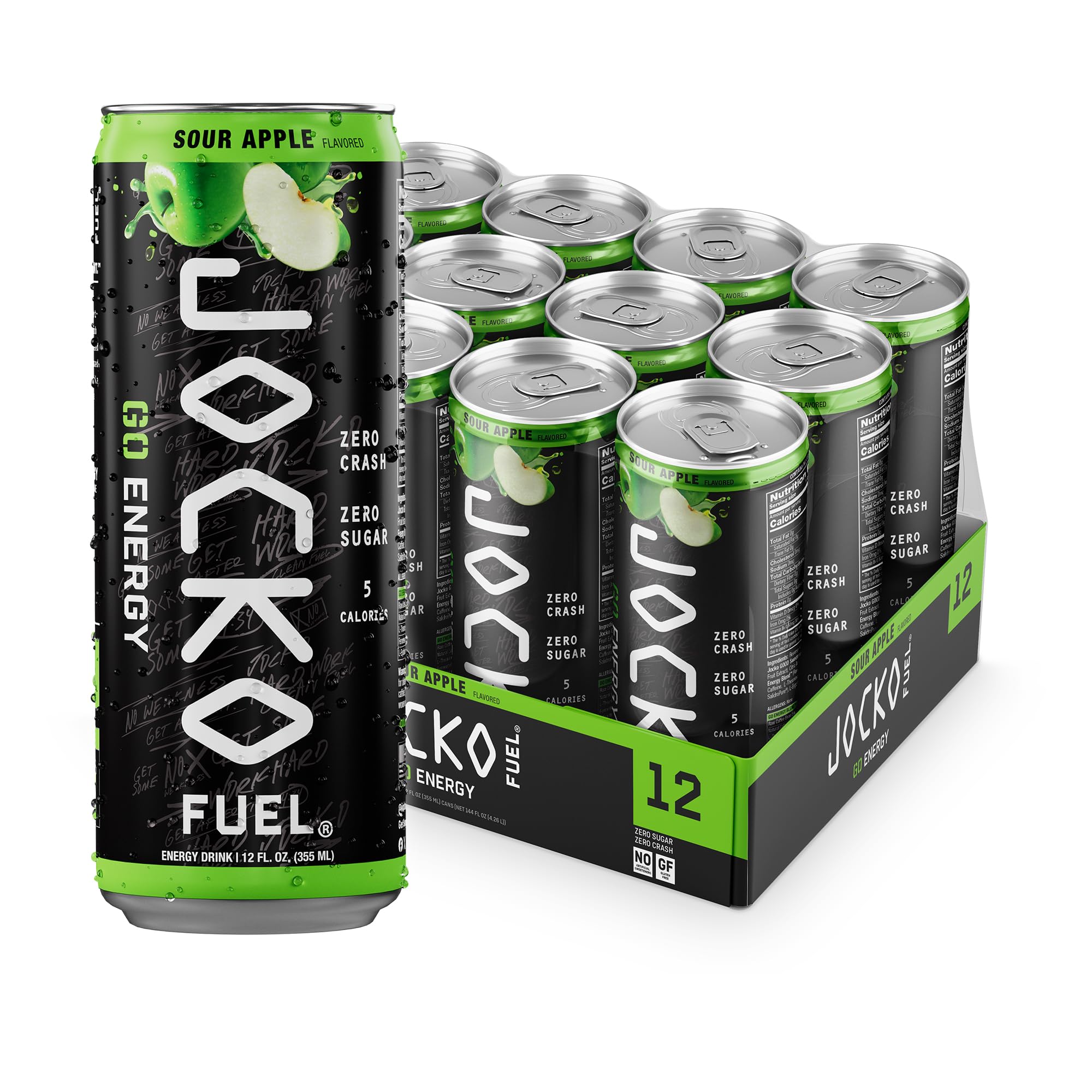 Amazon.com : Jocko Fuel GO Energy Drinks, Sour Apple - 95mg