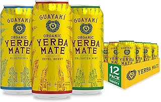 Guayaki Yerba Mate, Clean Energy Drink Alternative, Organic Variety Pack (Enlighten Mint, Revel Berry, Bluephoria), 15.5oz...