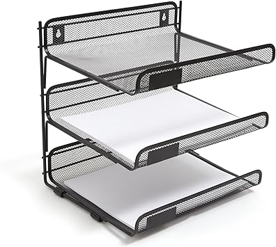 TRU RED Wire Mesh File Organizer, 3Compartment Vertical Desktop Sorter for Files, Folders & Mail