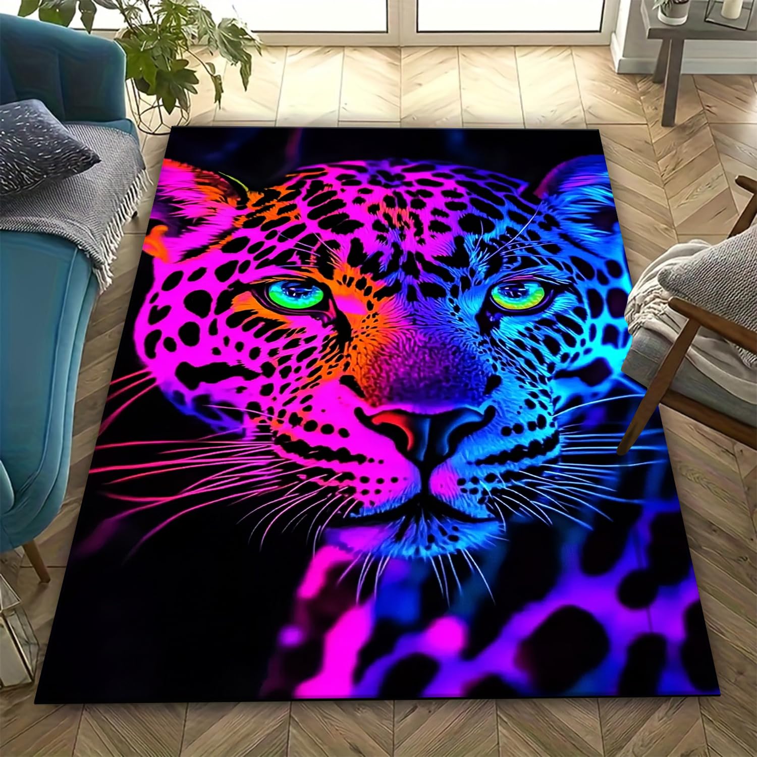 Tapis de salle de bain léopard antidérapant et tapis de salon lavable