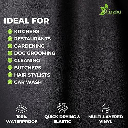 Miniatura 7 de GREEN LIFESTYLE Paquete de 2 delantales de vinilo de goma impermeables, delantales de trabajo resistentes a productos químicos, delantales