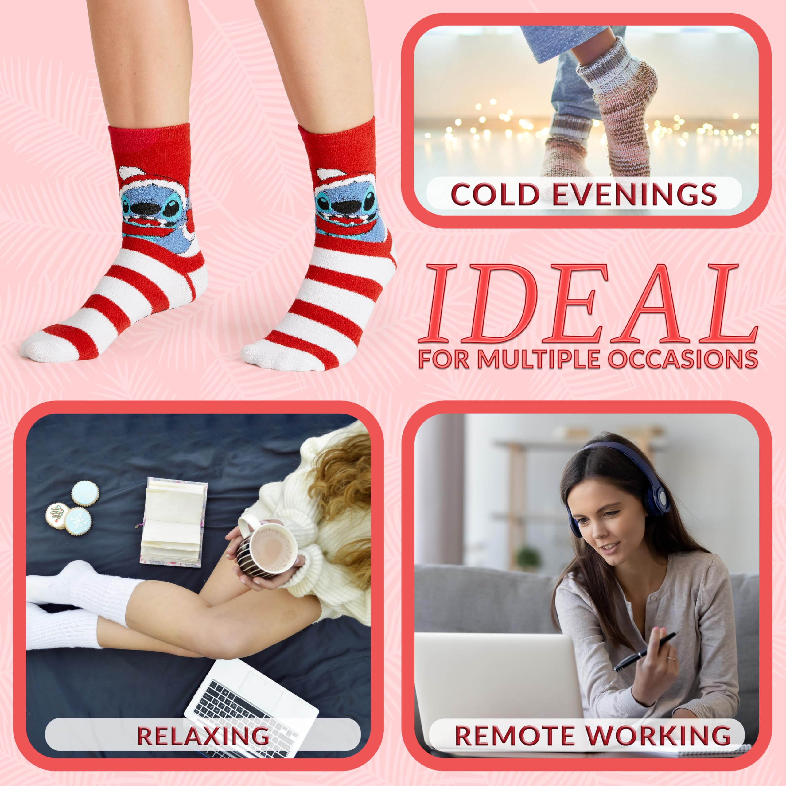 Disney Calze Donna a Pantofola - Set 2 Paia Calzini Antiscivolo Invernali Stitch Topolino Minnie Baby Yoda