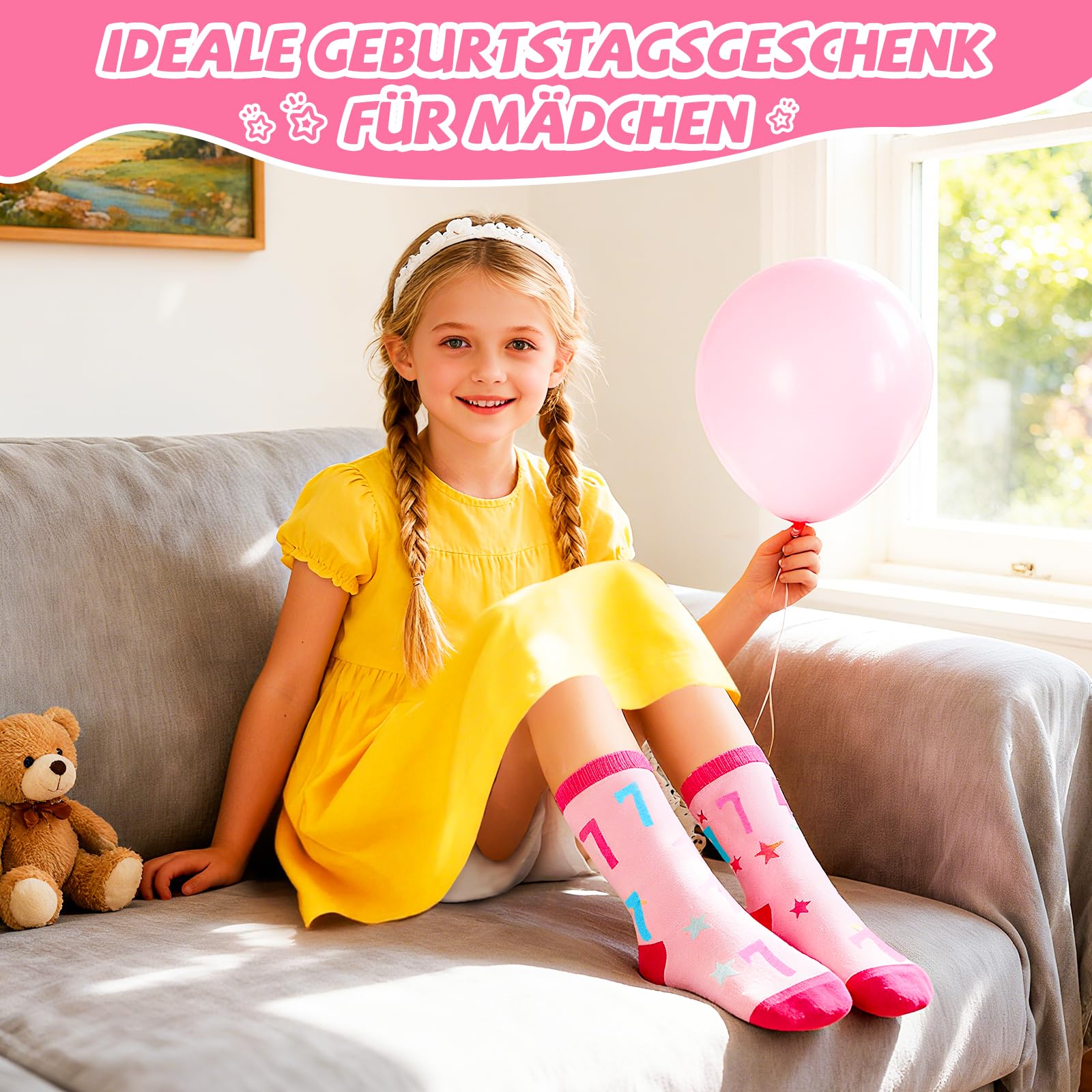 TUZELIYA Geburtstag Mädchen Socken, Geschenk Mädchen Baumwolle, Kuschelsocken Damen, Lustige Geburtstagsgeschenk für Tochter Enkelin Schwester Beste Freundin